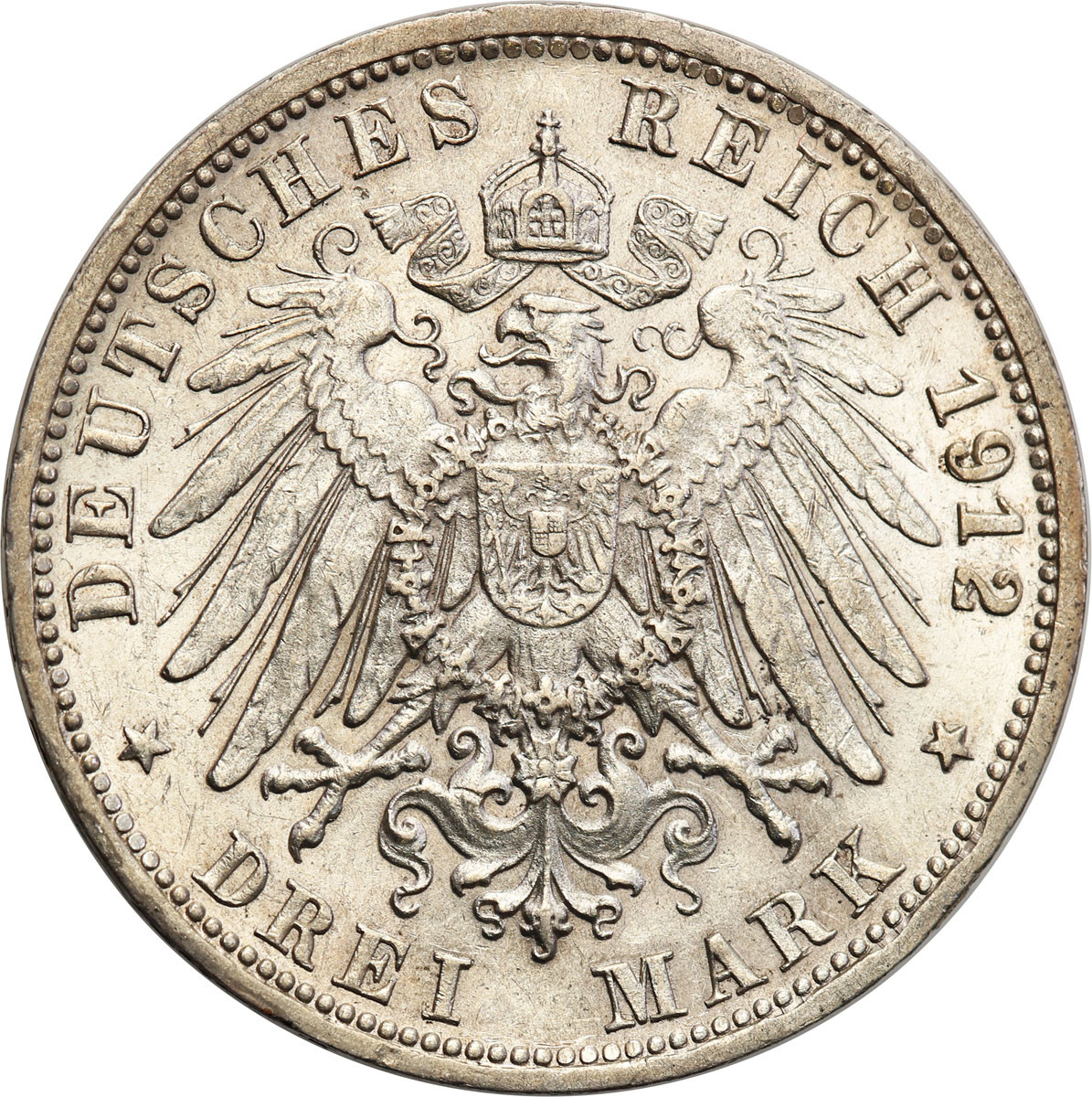 Niemcy, Wirtembergia. 3 marki 1912 F, Stuttgart